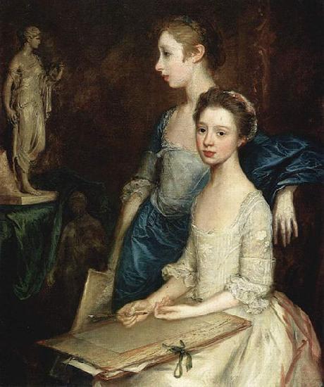 Thomas Gainsborough Portrat von Molly und Peggy mit Zeichenutensilien